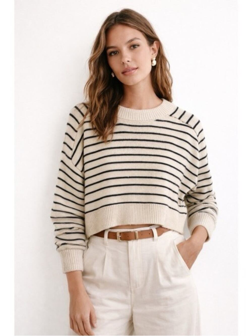 ZARA Cropped Crewneck Sweater S